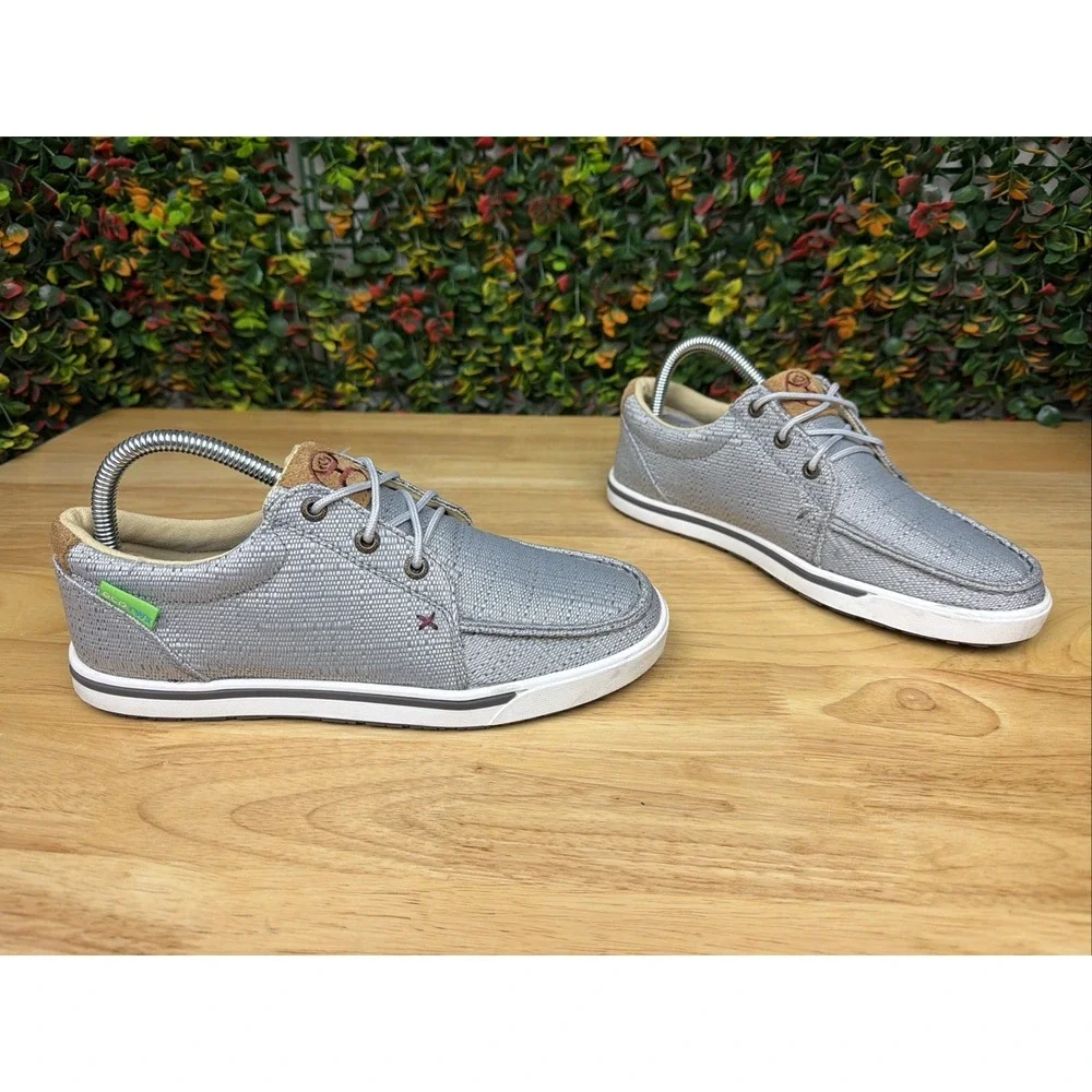 Twisted X Hooey‎ Shoes Loper Casual Boat Sneakers WHYC009 Gray Silver Women's 7